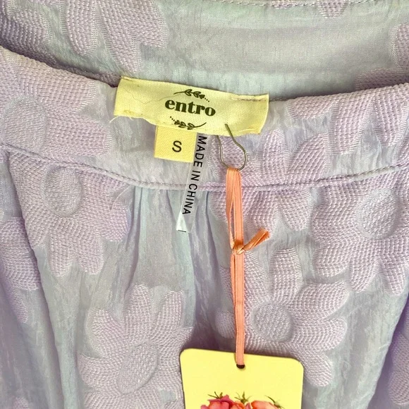 Entro Ruffle Sleeve Sunday Brunch Lavender Mini Babydoll Dress small 2 NWT $65 - Picture 8 of 10